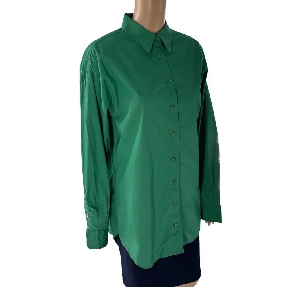 Aritzia Sun-deh Nature Green Cotton Future Button Down Top